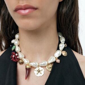 Zara Gold and White Pearl Necklace
